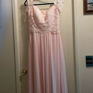 3. NWT Size 16 Jasmine B193059 Shell Pink Lace/Chiffon Off the Shoulder